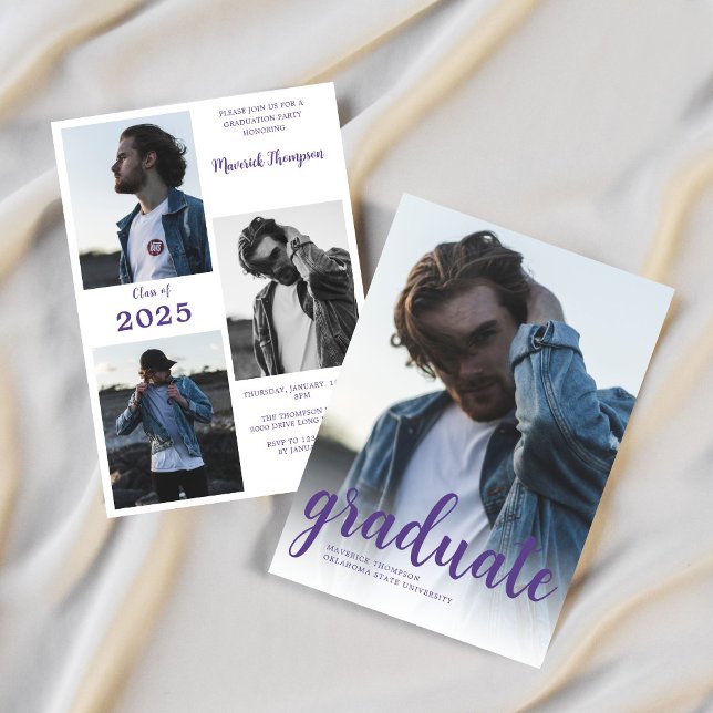 Invitation Parti minimaliste moderne de la photo violet (Créateur téléchargé)