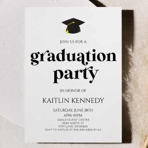 Invitation Parti minimaliste Moderne Rétro Graduation