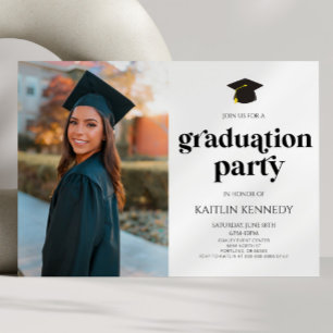Invitation Parti minimaliste Moderne Retro Photo Graduation