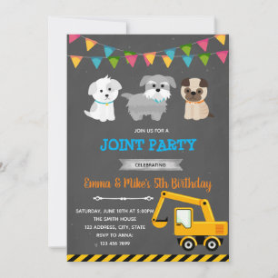Invitation Parti mixte du chiot de construction