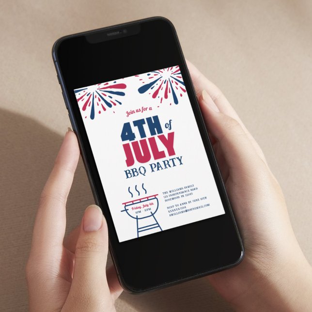 Invitation Parti moderne 4 juillet BBQ (Créateur téléchargé)