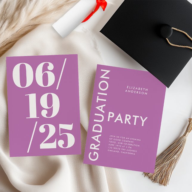 Invitation Parti moderne Bold Purple Graduation (Créateur téléchargé)