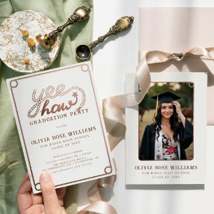 Invitation Parti moderne Rustique Western Photo Graduation Pa