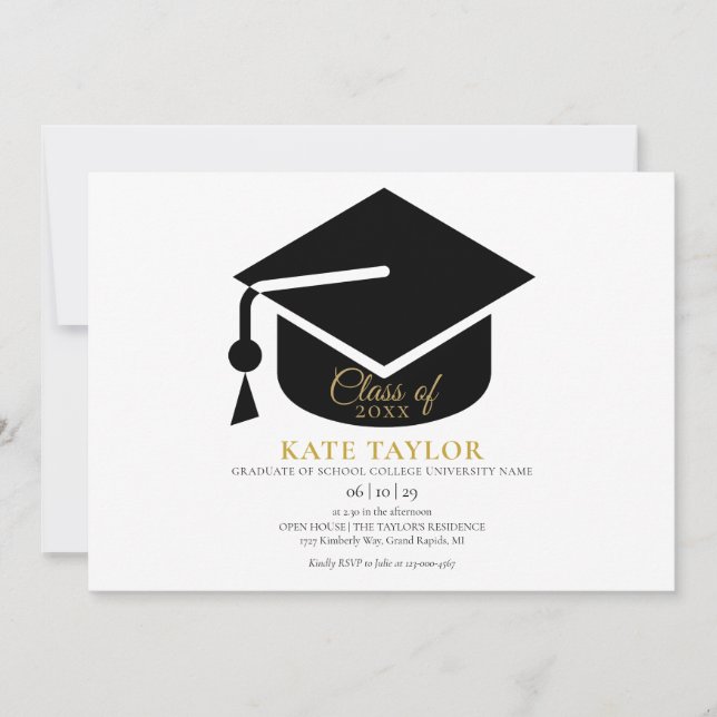 Invitation Parti Moderne Simple Graduation (Devant)