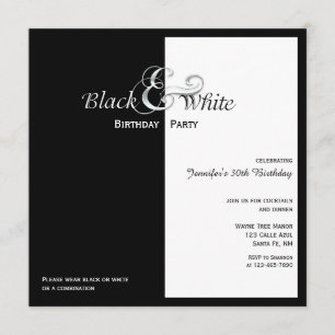 Invitation Parti noir et blanc