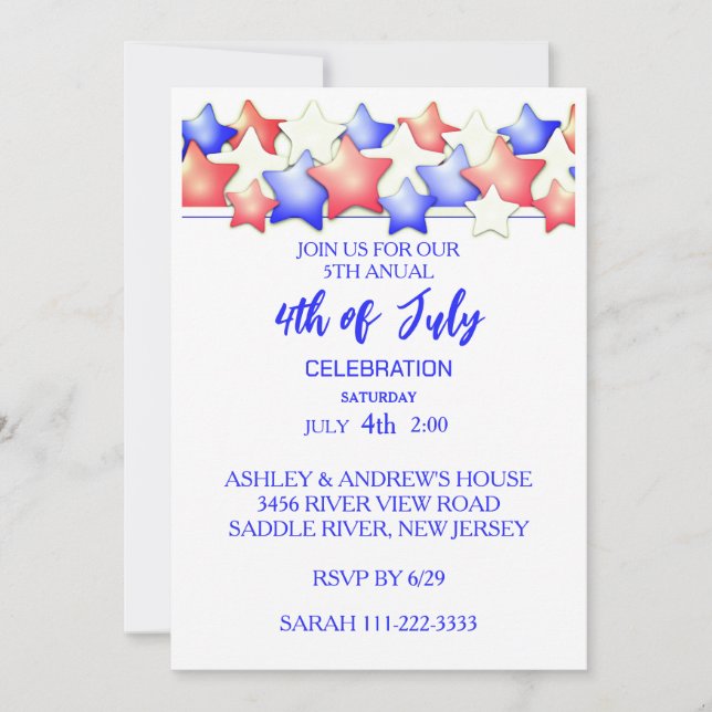 Invitation Parti Patriot 4 juillet (Devant)