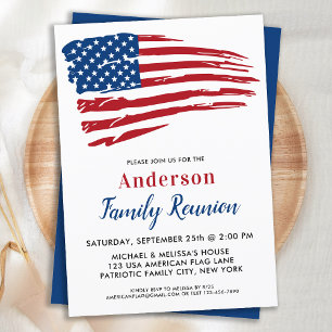 Invitation Parti patriotique American Flag Réunion de famille