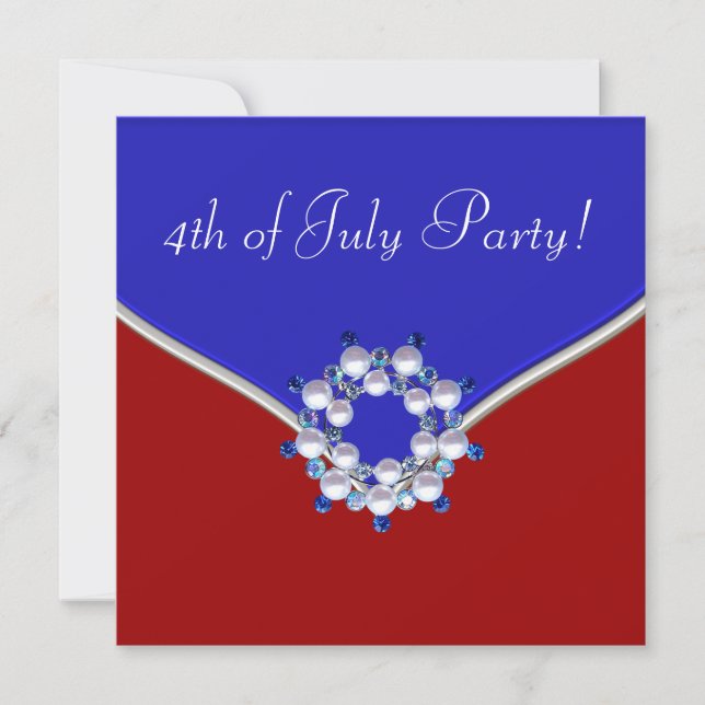 Invitation Parti Patriotique Rouge Blanc Bleu 4 juillet (Devant)