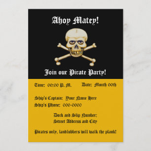 Invitation Parti pirate des os de crâne