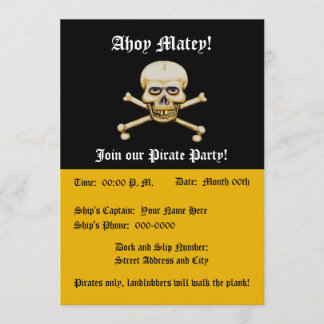 Invitation Parti pirate des os de crâne