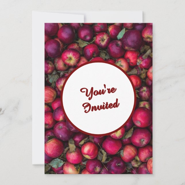 Invitation Parti Pomme Rouge Personnalisable (Devant)