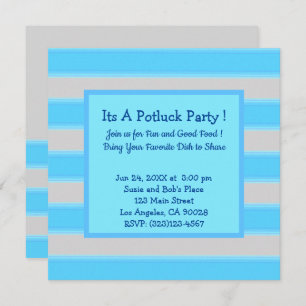Invitation Parti Potluck Turquoise Gras Simple