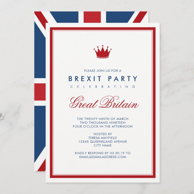 Invitation Parti pour l'indépendance du Union Jack (Devant / Derrière)