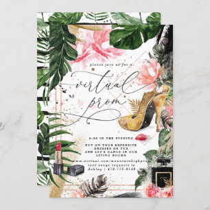 Invitation Parti Prom virtuel   Végétation estivale glamour