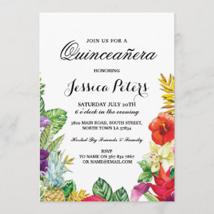 Invitation Parti Quinceanera Aloha Tropical Luau Tiki Invitat