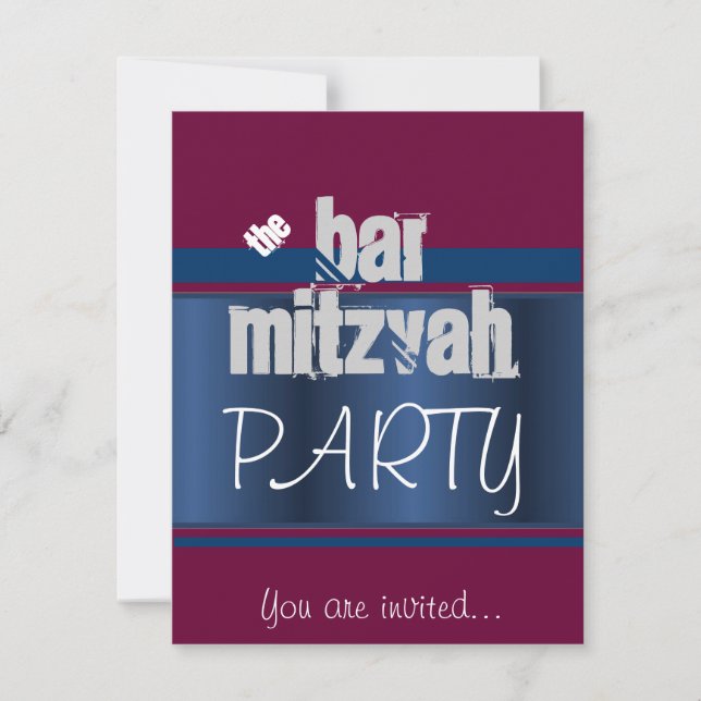 Invitation Parti Red Bat mitzvah Bar Mitzvah (Devant)