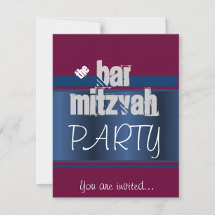Invitation Parti Red Bat mitzvah Bar Mitzvah