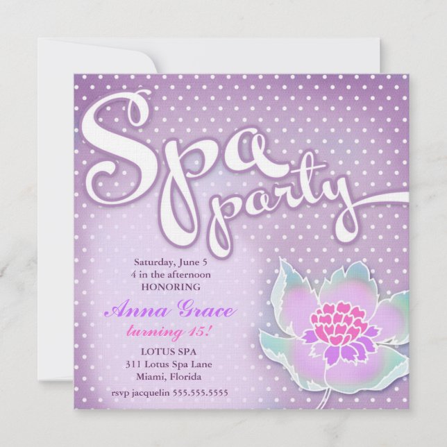 Invitation Parti Spa GC Lotus Purple (Devant)