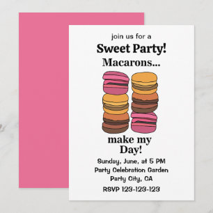 Invitation Parti sucré couleur Macaron