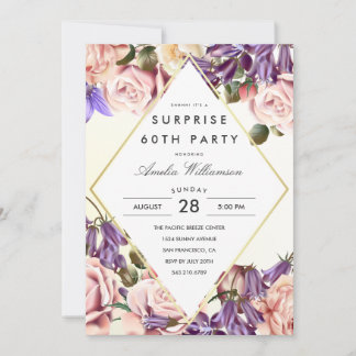 Invitation Parti surprise | Beaux Bluebells et Roses
