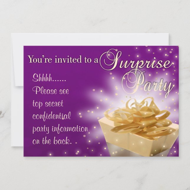 Invitation Parti surprise | Purple et or (Devant)