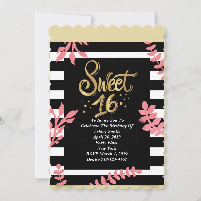 Invitation Parti sweet sixteen (Devant)