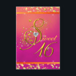 Invitation Parti Sweet sixteen orange et rose<br><div class="desc">Elégant confetti scintille corail orange et sweet sixteen rose invitation à la fête d'anniversaire. Cette belle invitation fuchsia rose et orange sucré 16 anniversaire est facilement customisée pour votre événement en ajoutant vos détails de l'événement, style de police, taille & couleur de police, et libellé. Veuillez noter que tous les...</div>
