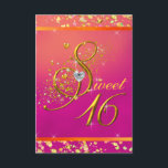 Invitation Parti Sweet sixteen orange et rose<br><div class="desc">Elégant confetti scintille corail orange et sweet sixteen rose invitation à la fête d'anniversaire. Cette belle invitation fuchsia rose et orange sucré 16 anniversaire est facilement customisée pour votre événement en ajoutant vos détails de l'événement, style de police, taille & couleur de police, et libellé. Veuillez noter que tous les...</div>