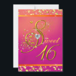 Invitation Parti Sweet sixteen orange et rose<br><div class="desc">Elégant confetti scintille corail orange et sweet sixteen rose invitation à la fête d'anniversaire. Cette belle invitation fuchsia rose et orange sucré 16 anniversaire est facilement customisée pour votre événement en ajoutant vos détails de l'événement, style de police, taille & couleur de police, et libellé. Veuillez noter que tous les...</div>
