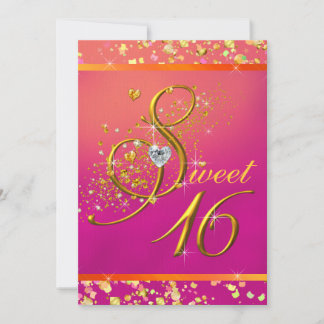 Invitation Parti Sweet sixteen orange et rose
