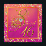 Invitation Parti Sweet sixteen orange et rose<br><div class="desc">Elégant confetti scintille corail orange et sweet sixteen rose invitation à la fête d'anniversaire. Cette belle invitation fuchsia rose et orange sucré 16 anniversaire est facilement customisée pour votre événement en ajoutant vos détails de l'événement, style de police, taille & couleur de police, et libellé. Veuillez noter que tous les...</div>