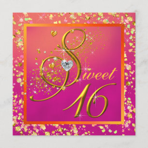Invitation Parti Sweet sixteen orange et rose