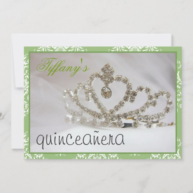 Invitation parti Sweet sixteen vert ou quinceañera (Devant)