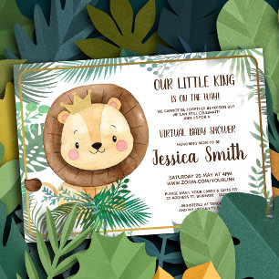 Invitation Parti Thématique Lion Whimsical   Baby shower virt