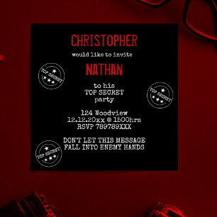 Invitation Parti TOP SECRET personnalisé