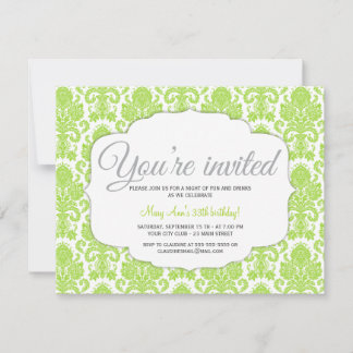 Invitation Parti vert Damask moderne