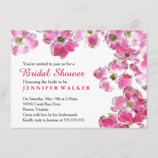 Invitation Parti Wedding shower des fleurs roses