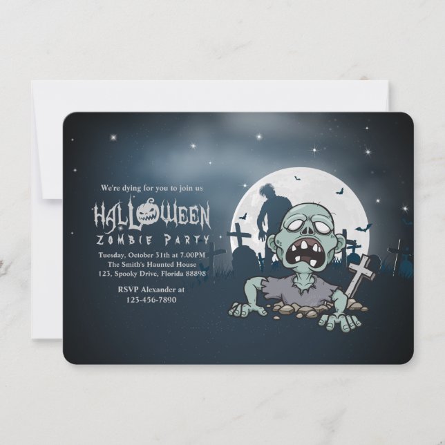 Invitation Parti Zombie d'Halloween | (Devant)