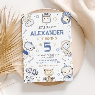 Invitation Partie Anniversaire de enfant de robots mignonnes 