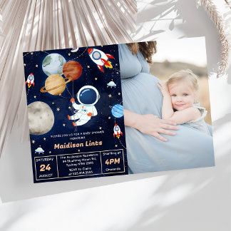 Invitation Partie Baby shower de garçon de l'astronaute spati
