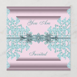 Invitation Partie bleue turquoise rose de cravate noire