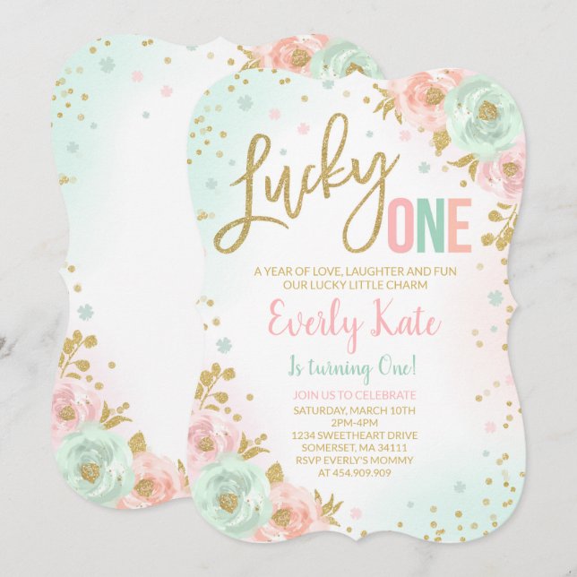 Invitation Partie chanceuse d'invitation de l'anniversaire de (Devant / Derrière)