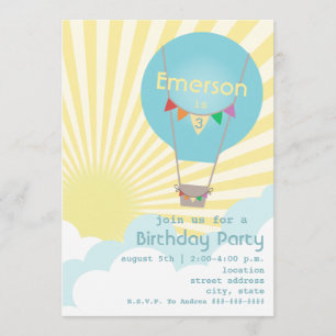 Invitation Partie chaude bleue d'anniversaire de enfant de