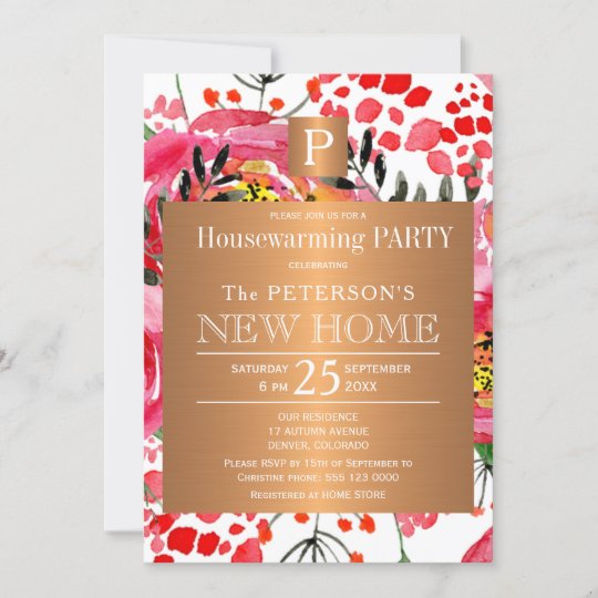 Invitation Partie Chic Florale De Pendaison De Cremaillere De Zazzle Fr