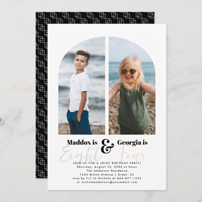 Invitation Partie conjointe | Simple 2 Photo fête d'anniversa (Devant / Derrière)