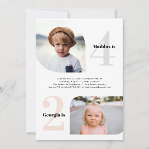 Invitation Partie conjointe   Simple 2 Photo fête d'anniversa