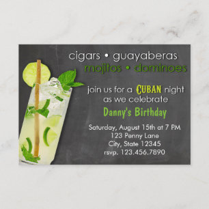 Invitation Partie cubaine de Mojito de nuit