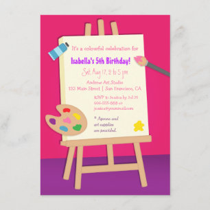 Invitation Partie d'anniversaire de enfant d'arts de peinture
