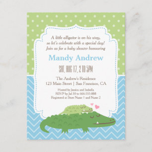 Invitation Partie de baby shower moderne mignonne d'alligator