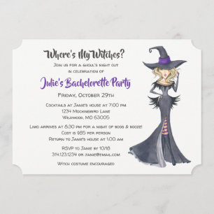 Invitation Partie de Bachelorette de sorcières de Halloween